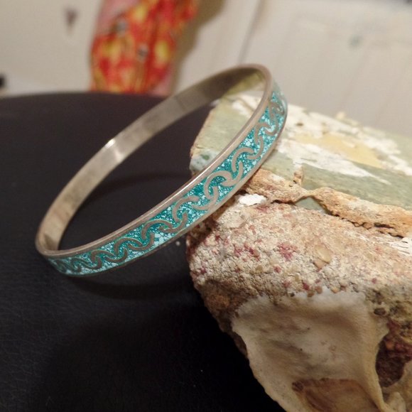 Mexico TR-71 Jewelry - sterling and turquoise Bangle Bracelet Mexico TR-71